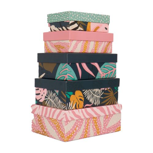 Set 5 Scatole Regalo In Cartone Fantasia Breeze