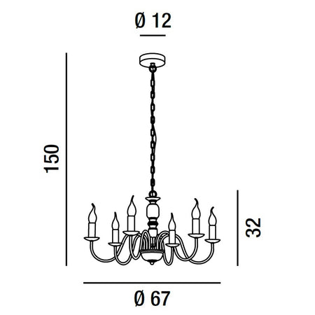 Lampadario classico contemporaneo Perenz DUCALE 6262 B E14 LED lampada soffitto metallo