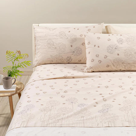 Lenzuola Country Chic 2 ! Caleffi Completo Matrimoniale – Puro Cotone Tortora