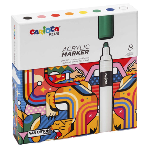 Astuccio 8 Marcatori Acrilici Colori Assortiti Carioca Plus