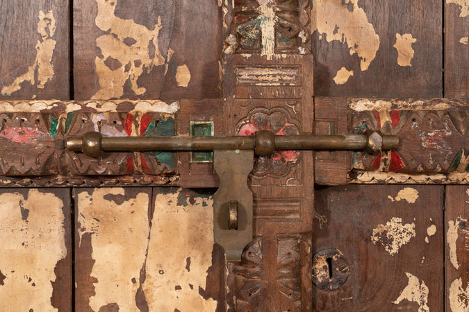 Biscottini Porta portone in legno massello e ferro da interno o da esterno vecchia e antica medievale scorrevole