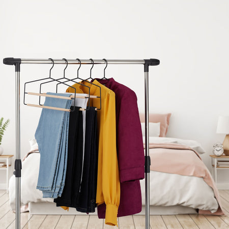 Grucce porta pantaloni 2 scomparti in metallo Nero e legno 37 cm