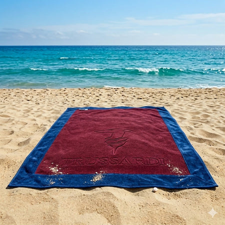 Telo Mare Trussardi Bordeaux - Iconico Levriero Jacquard spugna cotone