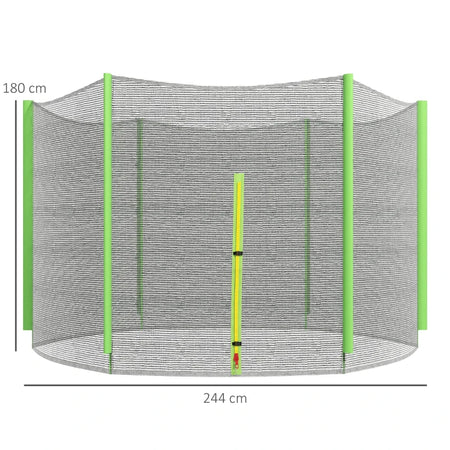 Rete Di Protezione per Trampolini 244 x H180 cm Nero Verde 6 pali
