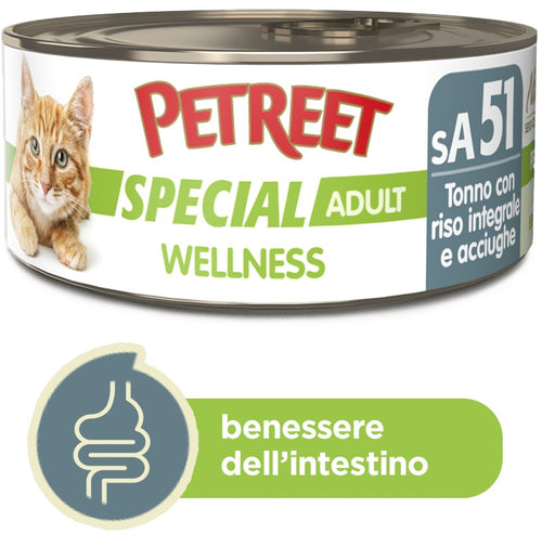 Petreet Cat Special Adult Wellness Tonno con Riso Integrale e Acciughe 70gr