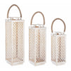 Kit 3 Lanterne decorative in metallo con portacandela decorato interno oro h 69 cm