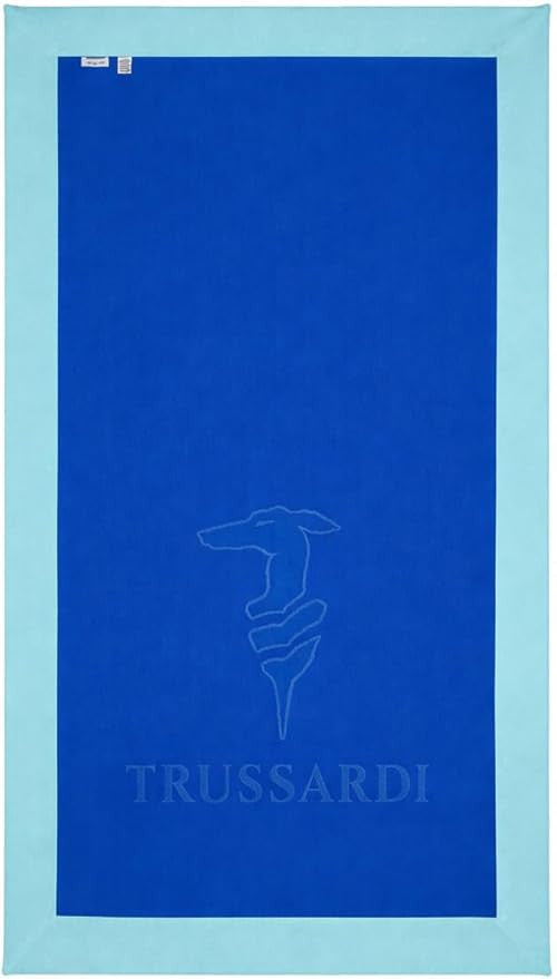 Telo Mare Trussardi Azzurro– Iconico Levriero Jacquard spugna cotone