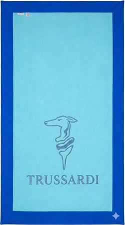 Telo Mare Trussardi Turchese – Iconico Levriero Jacquard spugna cotone