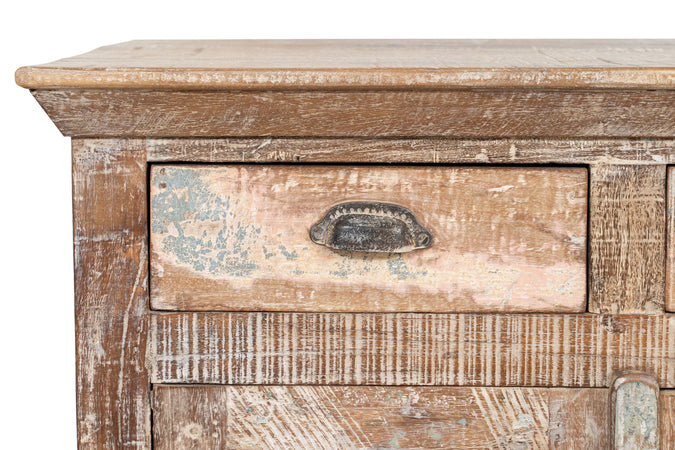 Biscottini Mobile credenzino porta TV in legno massiccio riciclato finitura anticata