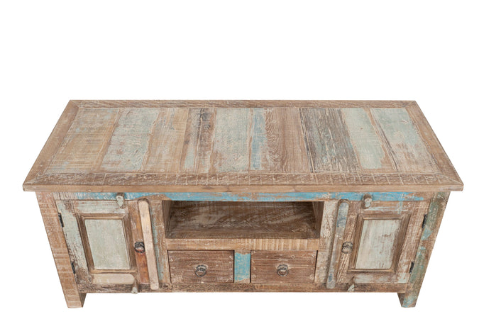 Biscottini Mobile credenzino porta TV in legno massiccio riciclato finitura anticata