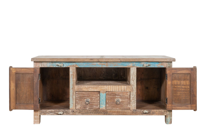 Biscottini Mobile credenzino porta TV in legno massiccio riciclato finitura anticata