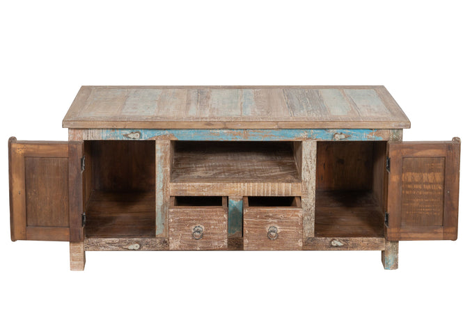 Biscottini Mobile credenzino porta TV in legno massiccio riciclato finitura anticata