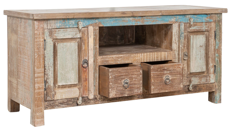 Biscottini Mobile credenzino porta TV in legno massiccio riciclato finitura anticata