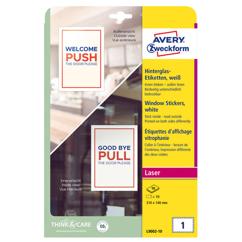Adesivi Per Finestre In Carta Con Pellicola 210X148Mm 1Adesivo/Fg Laser Avery