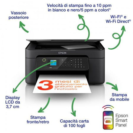 EPSON MULTIFUNZIONE INK A4 COLORE, WF-2910DWF, 18PPM, FRONTE/RETRO, USB/WIFI, 4 IN 1