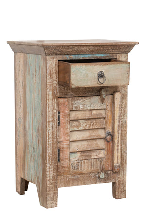 Biscottini Biscottini Comodino legno massiccio riciclato anticato 43x33x64 dipinto a mano