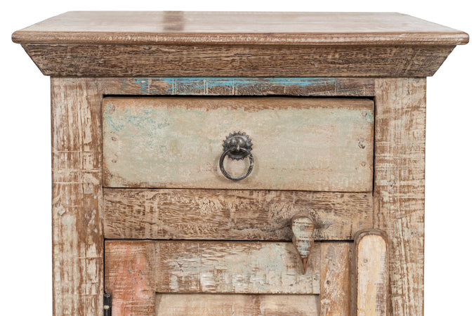 Biscottini Biscottini Comodino legno massiccio riciclato anticato 43x33x64 dipinto a mano