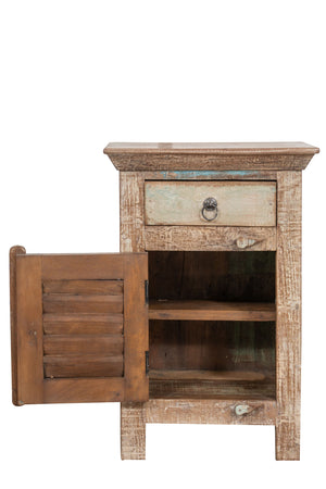 Biscottini Comodino in legno massiccio riciclato finitura anticata realizzato massello