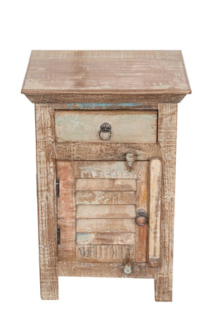 Biscottini Comodino in legno massiccio riciclato finitura anticata realizzato massello