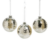 Pallina in vetro colore argento con alberi glitterati per albero di Natale