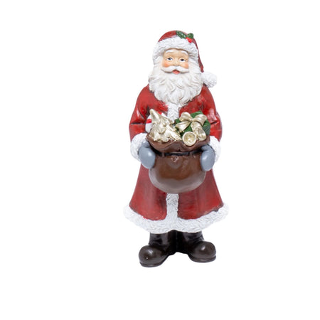 Babbo Natale statuetta color rosso in poliestere decorazione natalizia da 20 cm
