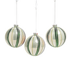 Pallina in vetro colore verde e bianco a spicchi per albero di Natale