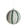 Pallina in vetro colore verde e bianco a spicchi per albero di Natale