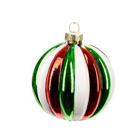 Pallina in vetro "Circus" colore rosso e verde per albero di Natale