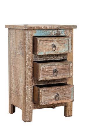 Biscottini Comodino Biscottini Legno Massello Recupero Dipinto a Mano Anticato 39x30x62