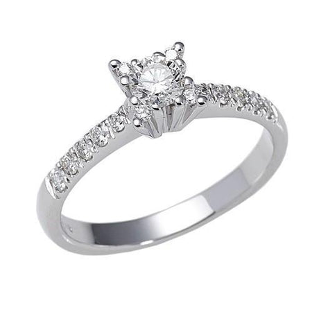 Donna Oro Anello In Oro Bianco Con Diamanti