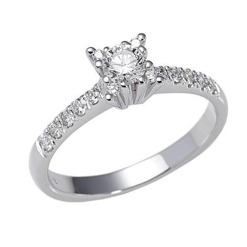 Donna Oro Anello In Oro Bianco Con Diamanti