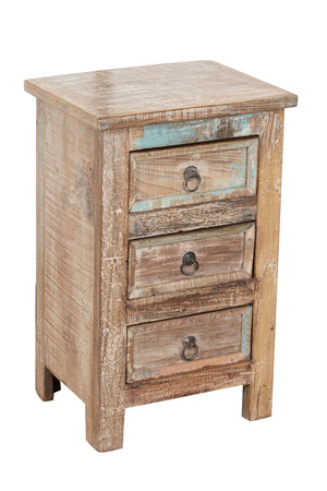 Biscottini Comodino Biscottini Legno Massello Recupero Dipinto a Mano Anticato 39x30x62