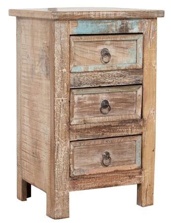 Biscottini Comodino Biscottini Legno Massello Recupero Dipinto a Mano Anticato 39x30x62