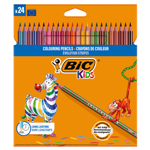 Astuccio 24 Matite Evolution Stripes Colori Assortite Bic