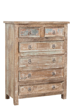 Biscottini Cassettiera in legno massiccio riciclato finitura anticata realizzata massello