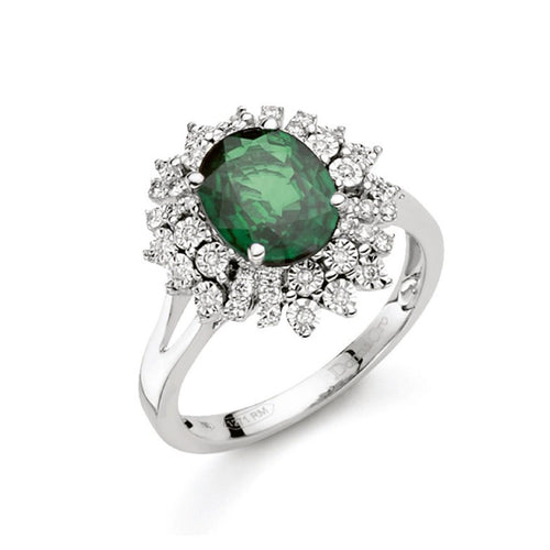 Donna Oro Anello In Oro Diamanti E Smeraldo
