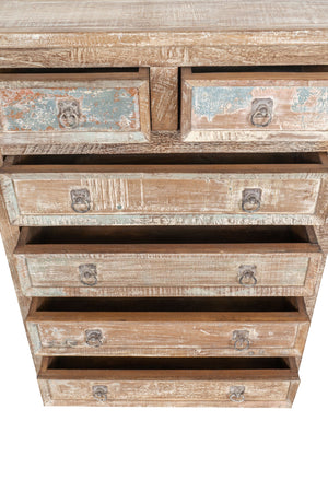 Biscottini Cassettiera in legno massiccio riciclato finitura anticata realizzata massello