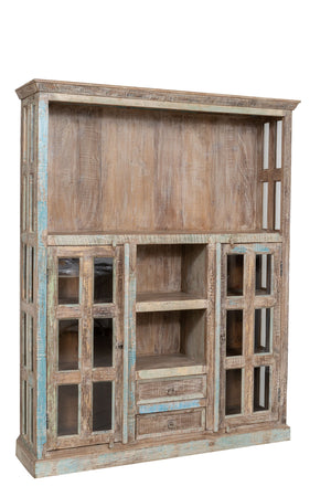 Biscottini Biscottini Libreria Legno Massello Recupero Finitura Anticata Dipinto 158x40x201