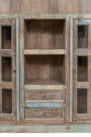 Biscottini Biscottini Libreria Legno Massello Recupero Finitura Anticata Dipinto 158x40x201