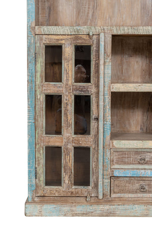 Biscottini Biscottini Libreria Legno Massello Recupero Finitura Anticata Dipinto 158x40x201