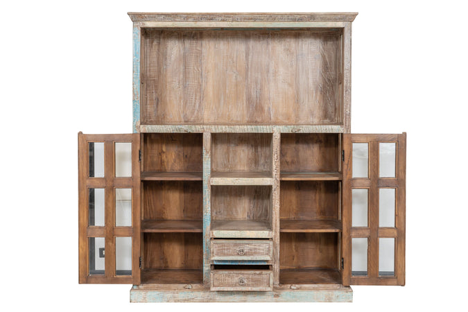 Biscottini Biscottini Libreria Legno Massello Recupero Finitura Anticata Dipinto 158x40x201