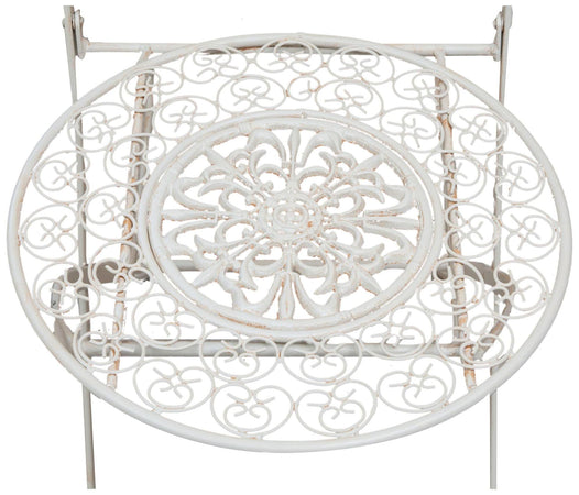 Biscottini Sedia in ferro battuto pieghevole da esterno da giardino da pranzo finitura bianca anticata L39xPR39xH96 cm