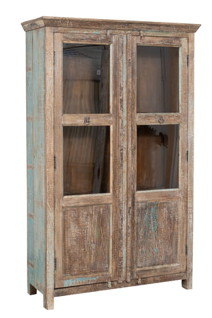 Biscottini Biscottini Vetrina Legno Massello Recupero 114x42x183 Anticata Dipinta a Mano