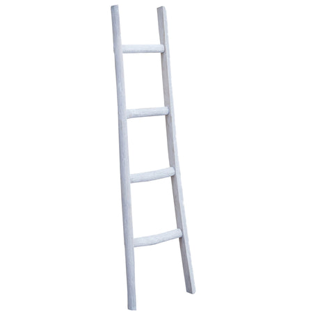 Biscottini Biscottini Scala Portasciugamani Legno Bianco Anticato 40x8x150 Design Vintage