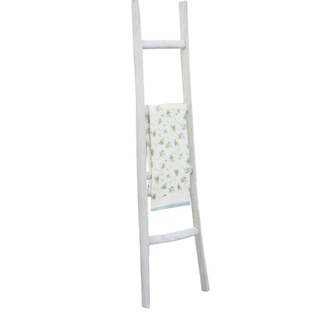 Biscottini Biscottini Scala Portasciugamani Legno Bianco Anticato 40x8x150 Design Vintage