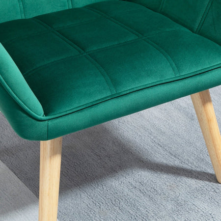 Poltroncina Stile Nordico in Legno ed Effetto Velluto Verde per Soggiorno o Ufficio , 64x62x72.5 cm , sedia poltrona salotto studio F833-799V00GNA