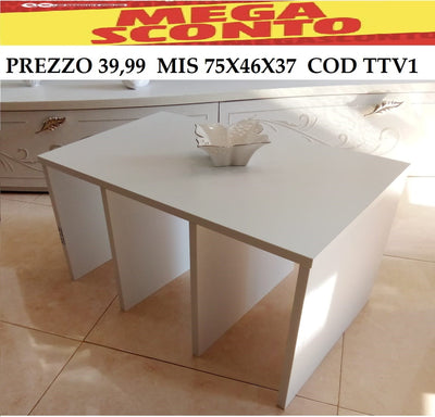ttv1 tavolino da salotto soggiorno bianco e grigio cemento in legno tavolinetto caffè