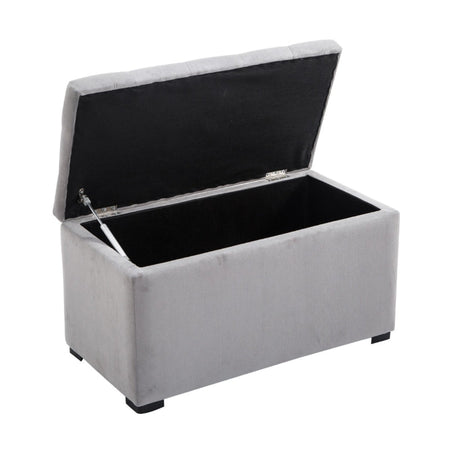 Cassapanca Portaoggetti Multiuso con 2 Sgabello Pouf in Velluto, Grigio Perla panca baule ingresso camera da letto elegante imbottita grande tessuto negozio F833-160GYA