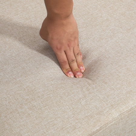Poltrona Moderna in Tessuto Traspirante Effetto Lino con Tasca Interna, 80x85x88 cm, Beige poltroncina sedia soggiorno salotto camera ufficio studio F839-828V00BGA