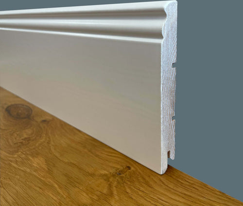 100ml di Battiscopa PREMIUM in legno MASSELLO mod.DUCALE 120x15 laccato bianco Fai da te/Prodotti per la costruzione/Materiali da costruzione/Pavimenti/Materiali per pavimenti/Battiscopa Eternal Parquet - Ariano Irpino, Commerciovirtuoso.it
